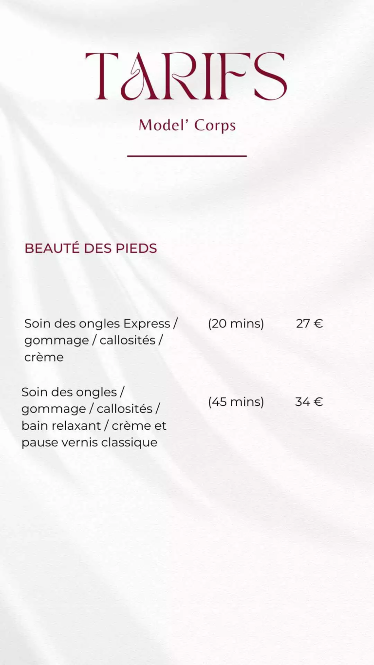 Tarifs soins des PIEDs 0 BONS EN CHABLAIS